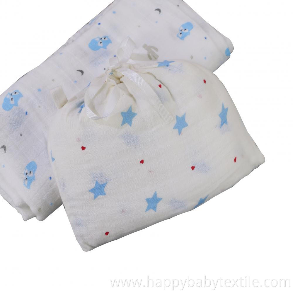 The baby cotton muslin swaddle with a self muslin bag